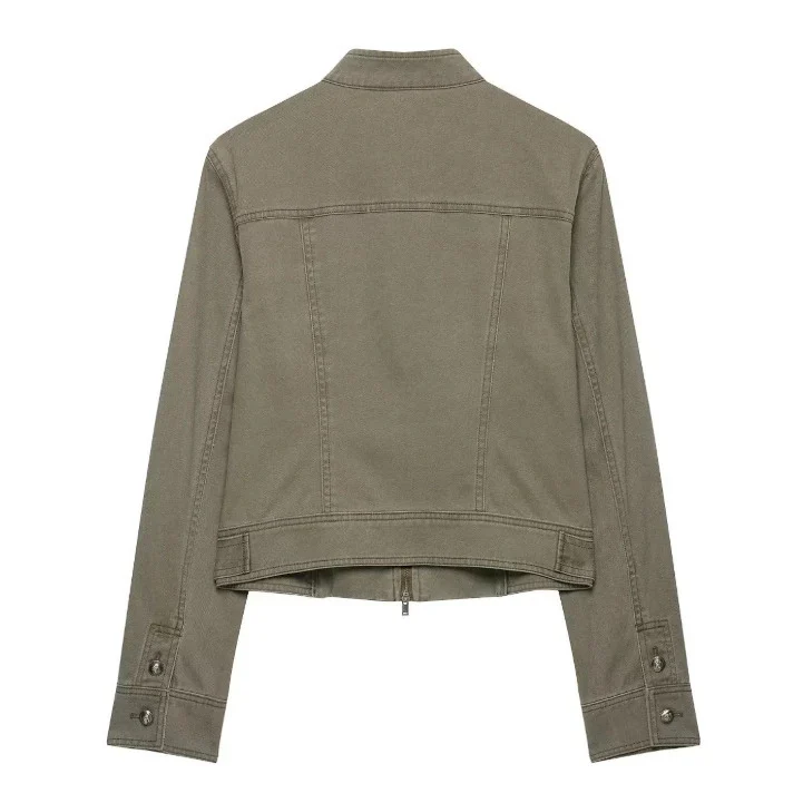 Damen Kurzblouson im Boxy‑Cut mit hohem Stehkragen, verdecktem Reißverschluss und elastischem Saum Drune