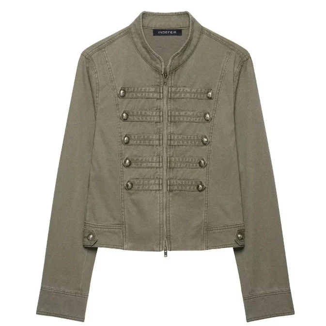 Damen Kurzblouson im Boxy‑Cut mit hohem Stehkragen, verdecktem Reißverschluss und elastischem Saum Drune