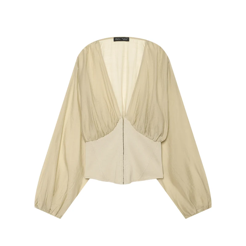 Damen Kurzblouson im Bolero‑Stil mit überschnittenen Fledermausärmeln und tailliertem Reißverschluss Drune