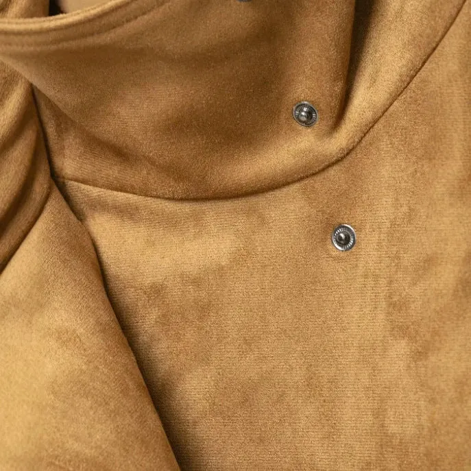 Damen Kurzblouson aus Kunstleder mit doppelreihiger Knopfleiste und Schultercape Drune