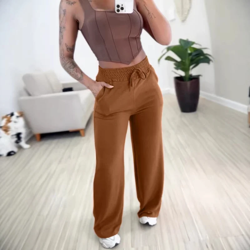 Damen Bequeme High-Waist Jogginghose Drune