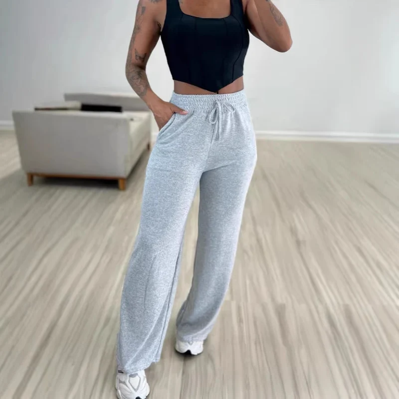 Damen Bequeme High-Waist Jogginghose Drune