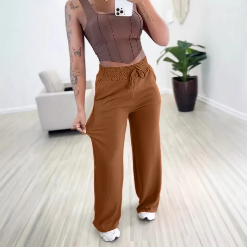 Damen Bequeme High-Waist Jogginghose Drune