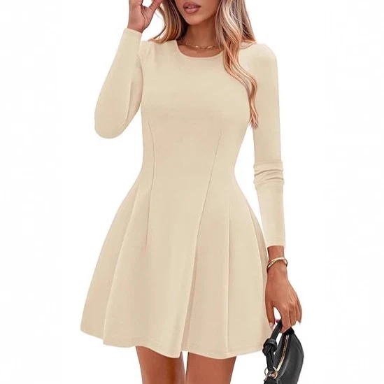 Damen A-Linien Minikleid mit langen Ärmeln Drune