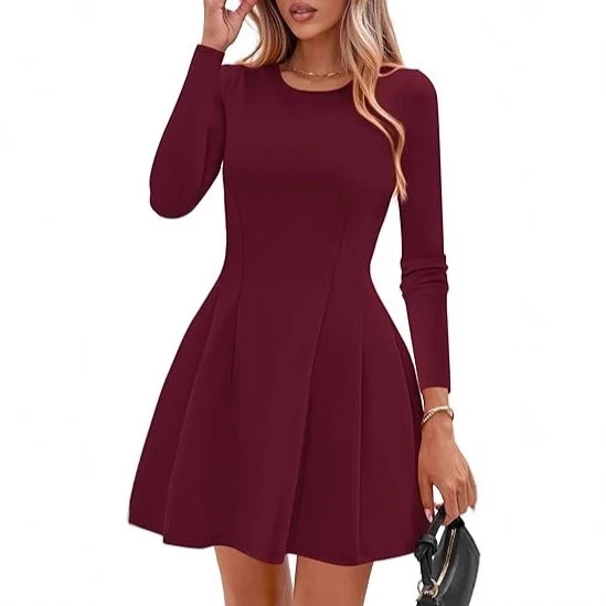 Damen A-Linien Minikleid mit langen Ärmeln Drune