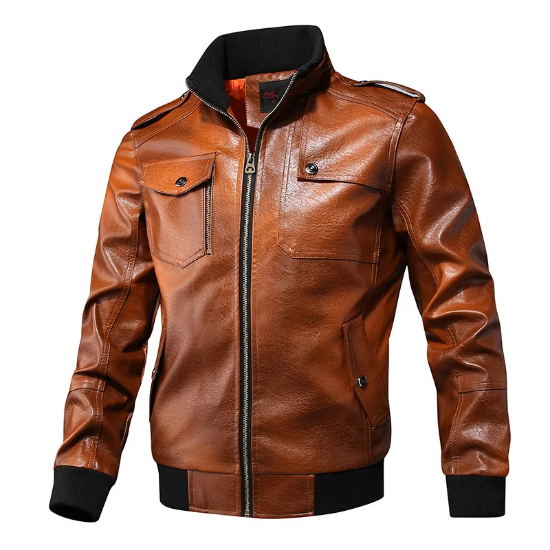 HerrenModische Lederjacke mit praktischen Taschen Drune