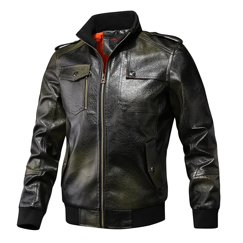 HerrenModische Lederjacke mit praktischen Taschen Drune