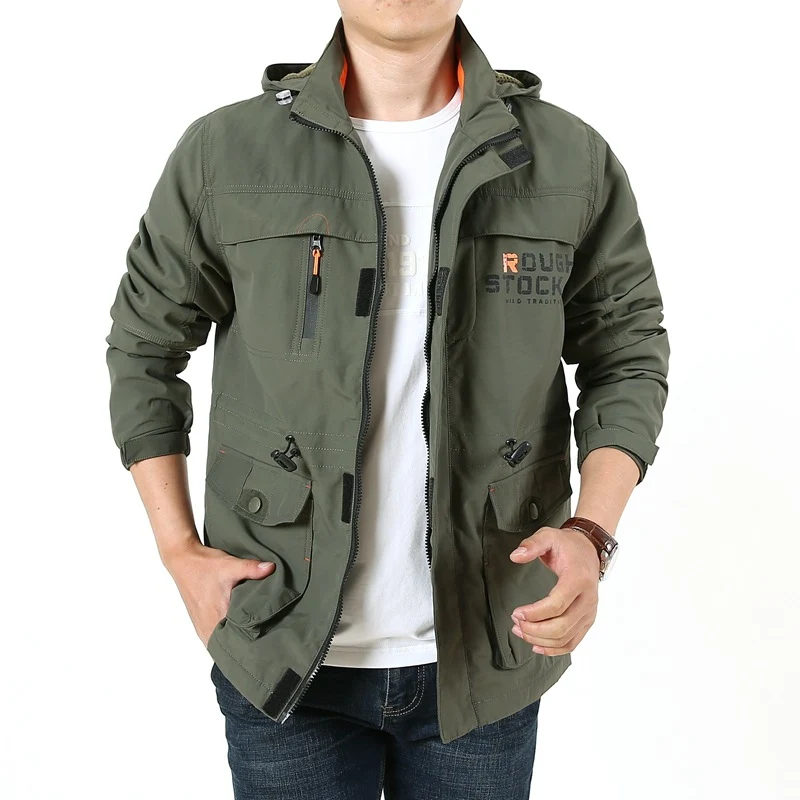 Herren Wetterfeste Outdoorjacke mit verstellbarer Kapuze Drune
