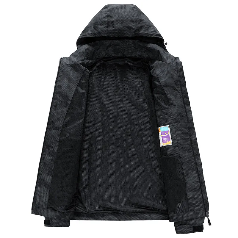 Herren Wetterfeste Outdoor-Jacke mit verstellbarem Kapuzenkragen Drune