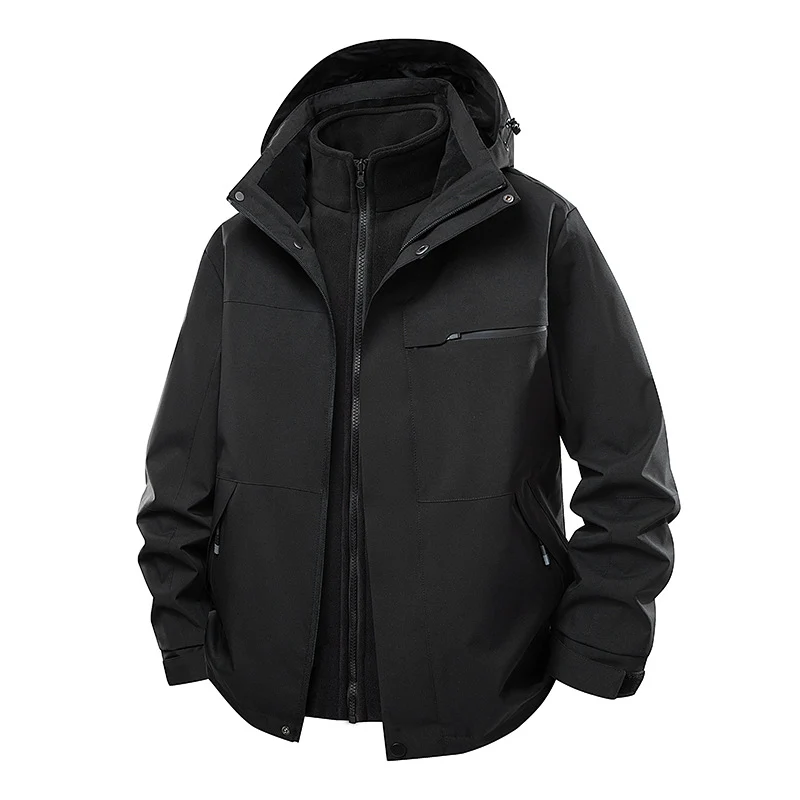Herren Wasserdichte Outdoor-Jacke mit verstellbarer Kapuze Drune