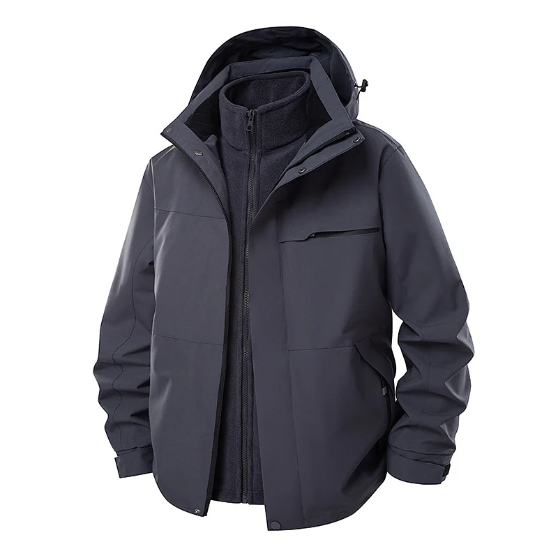 Herren Wasserdichte Outdoor-Jacke mit verstellbarer Kapuze Drune