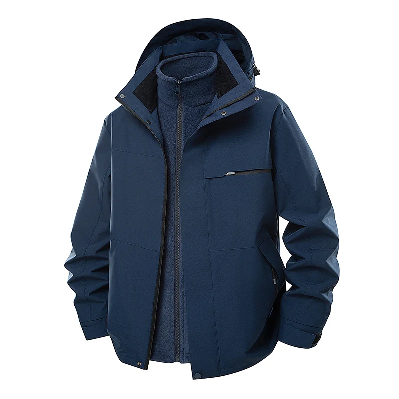 Herren Wasserdichte Outdoor-Jacke mit verstellbarer Kapuze Drune