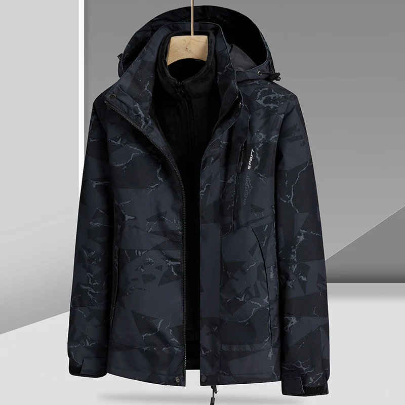 Herren Wasserabweisende Outdoor-Jacke mit integrierter Fleece-Innenjacke Drune