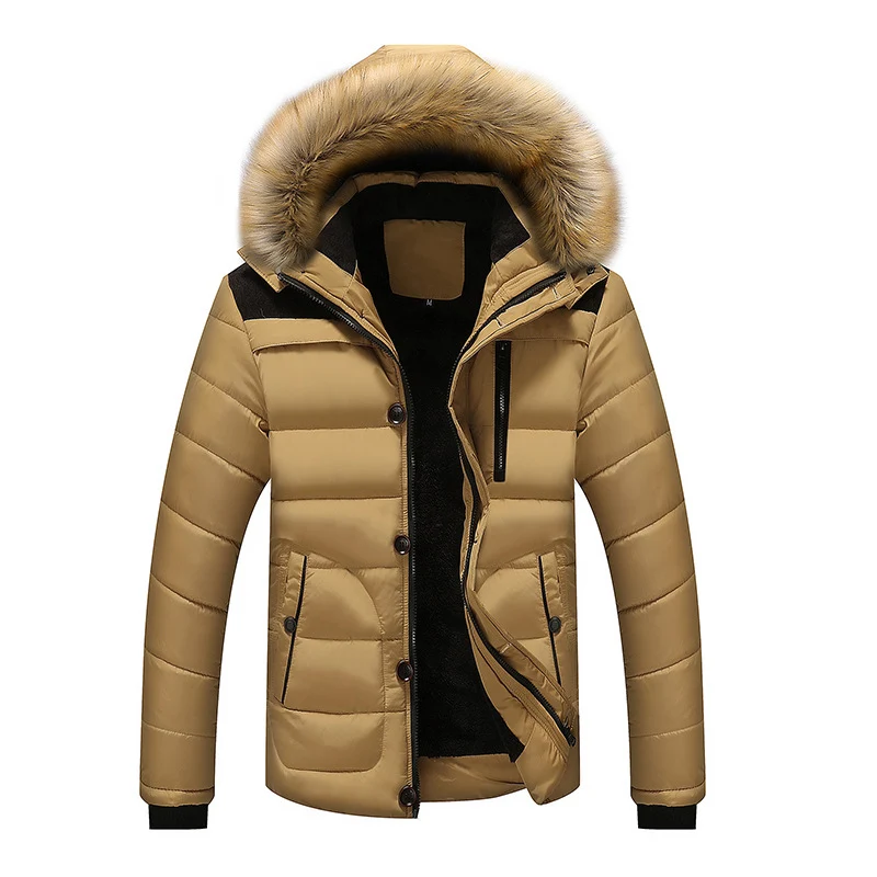 Herren Wärmende Winterjacke mit abnehmbarem Kunstfellkragen Drune