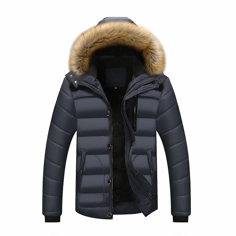 Herren Wärmende Winterjacke mit abnehmbarem Kunstfellkragen Drune