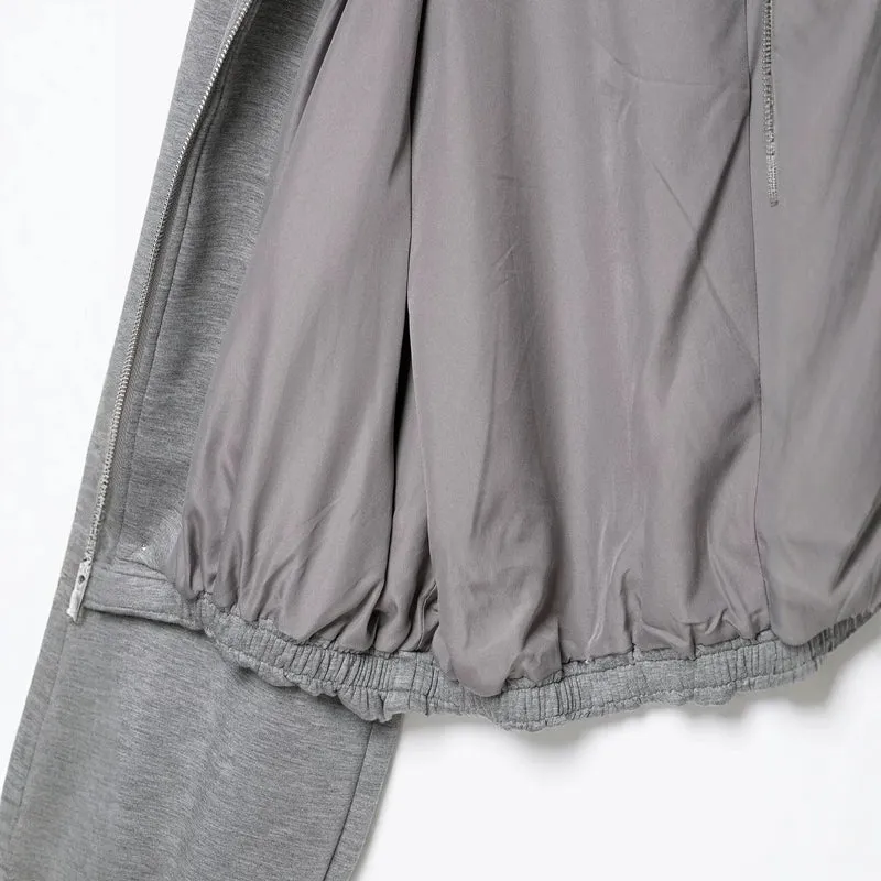Damen Cropped Kapuzenjacke mit Reißverschluss, Ballonärmeln und elastischem Saum Drune