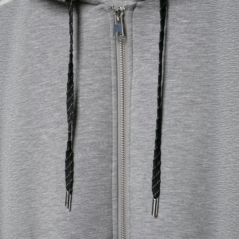 Damen Cropped Kapuzen-Sweatjacke mit Ballonärmeln und Tunnelzug Drune