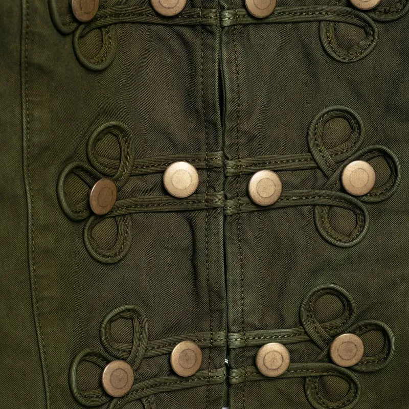 Damen Cropped Husarenjacke mit Zierkordeln und Stehkragen Drune