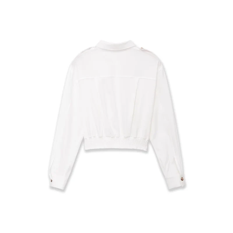 Damen Cropped-Hemdjacke mit Epauletten und taillierenden Abnähern Drune
