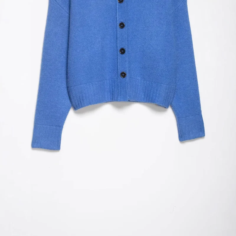 Damen Cropped-Cardigan mit kastiger Silhouette, Rippenbund und Rundhalsausschnitt Drune