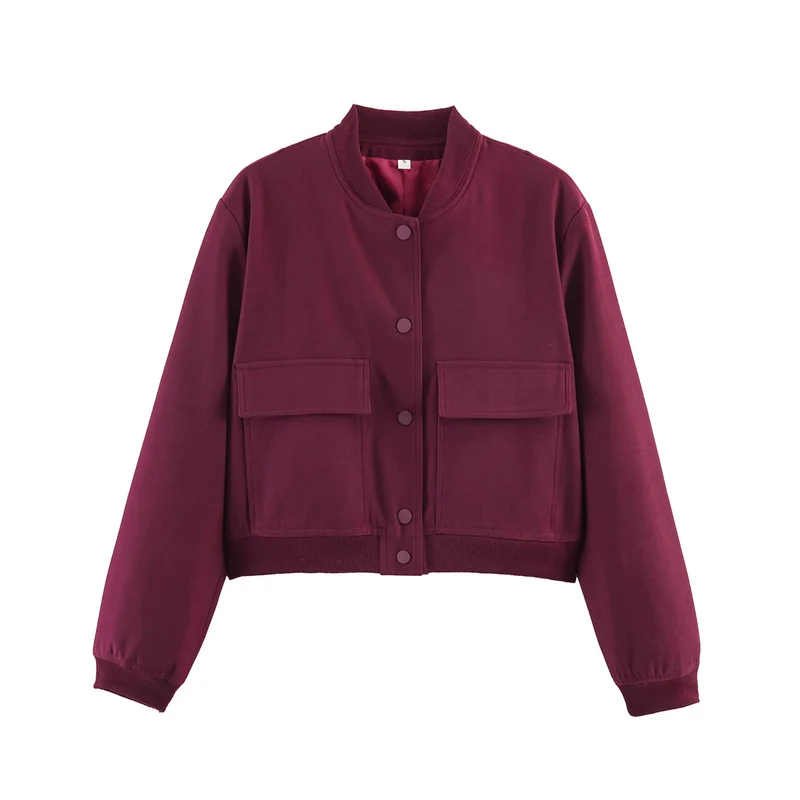 Damen Cropped-Boxy-Übergangsjacke mit großen Pattentaschen und Rippbündchen Drune