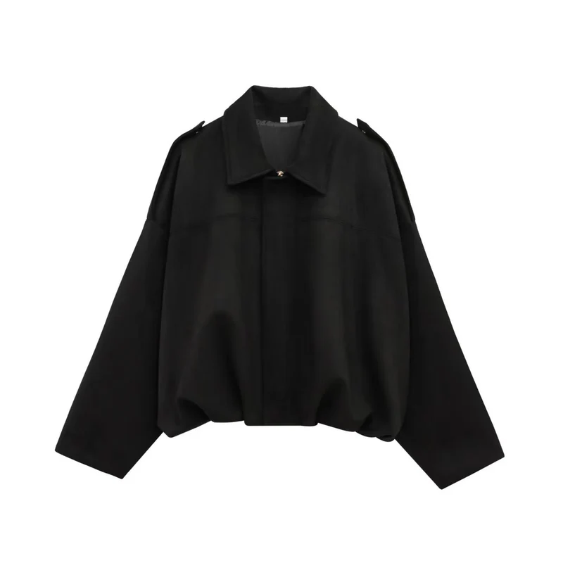 Damen Cropped Boxy‑Übergangsjacke im Wildlederlook mit Epauletten Drune