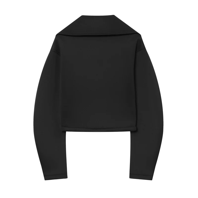 Damen Cropped-Boxy-Jacke mit übergroßem Funnelkragen und verdecktem Reißverschluss Drune