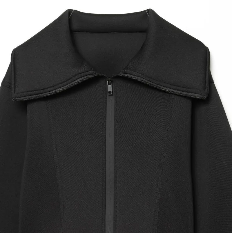 Damen Cropped-Boxy-Jacke mit übergroßem Funnelkragen und verdecktem Reißverschluss Drune