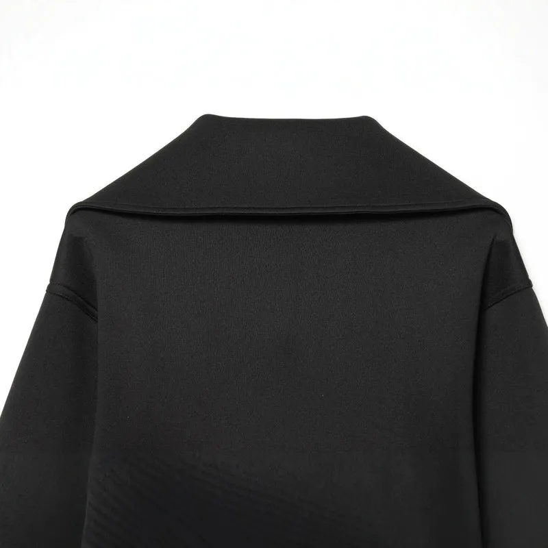 Damen Cropped-Boxy-Jacke mit übergroßem Funnelkragen und verdecktem Reißverschluss Drune
