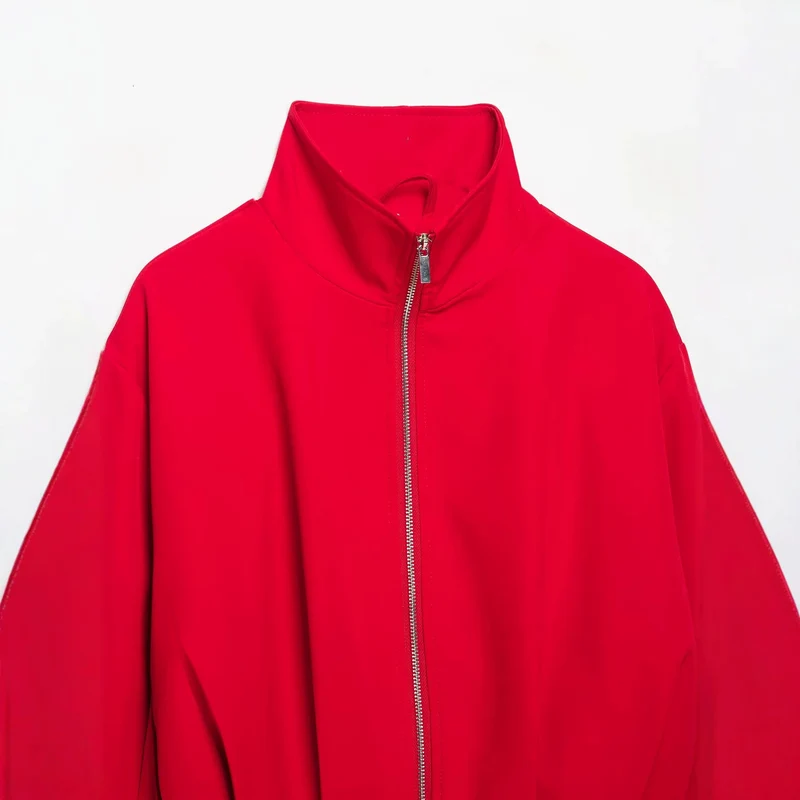Damen Cropped-Boxy-Jacke mit hohem Stehkragen und durchgehendem Reißverschluss Drune