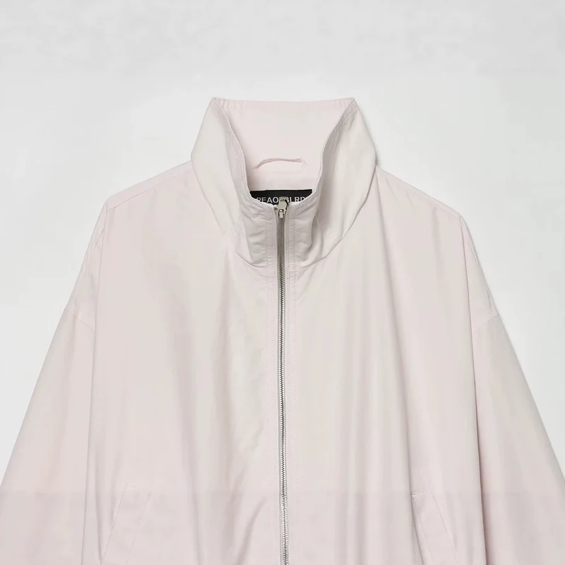 Damen Cropped Boxy-Jacke mit Funnelkragen, Zwei-Wege-Reißverschluss und aufgesetzten Eingrifftaschen Drune