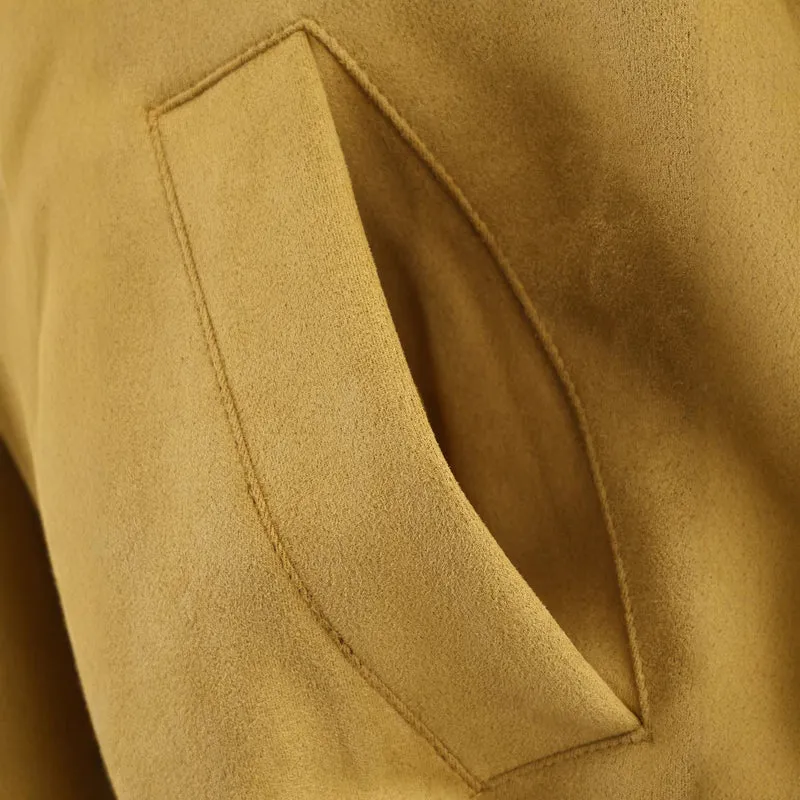 Damen Cropped Boxy Jacke in Velourslederoptik mit Hemdkragen Drune