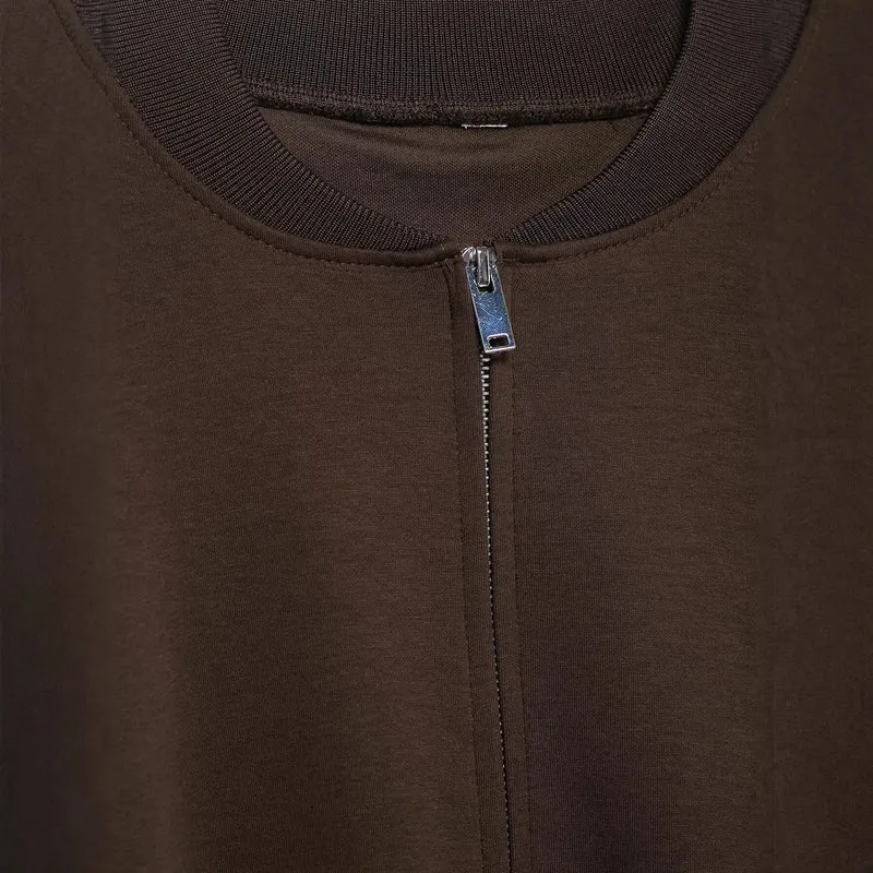 Damen Cropped-Boxy-Bomberjacke mit Zwei-Wege-Reißverschluss und elastischem Bund Drune