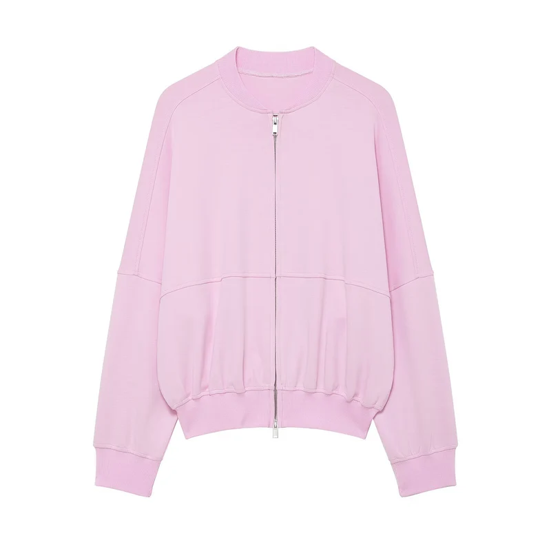 Damen Cropped-Boxy-Bomberjacke mit Zwei-Wege-Reißverschluss und elastischem Bund Drune