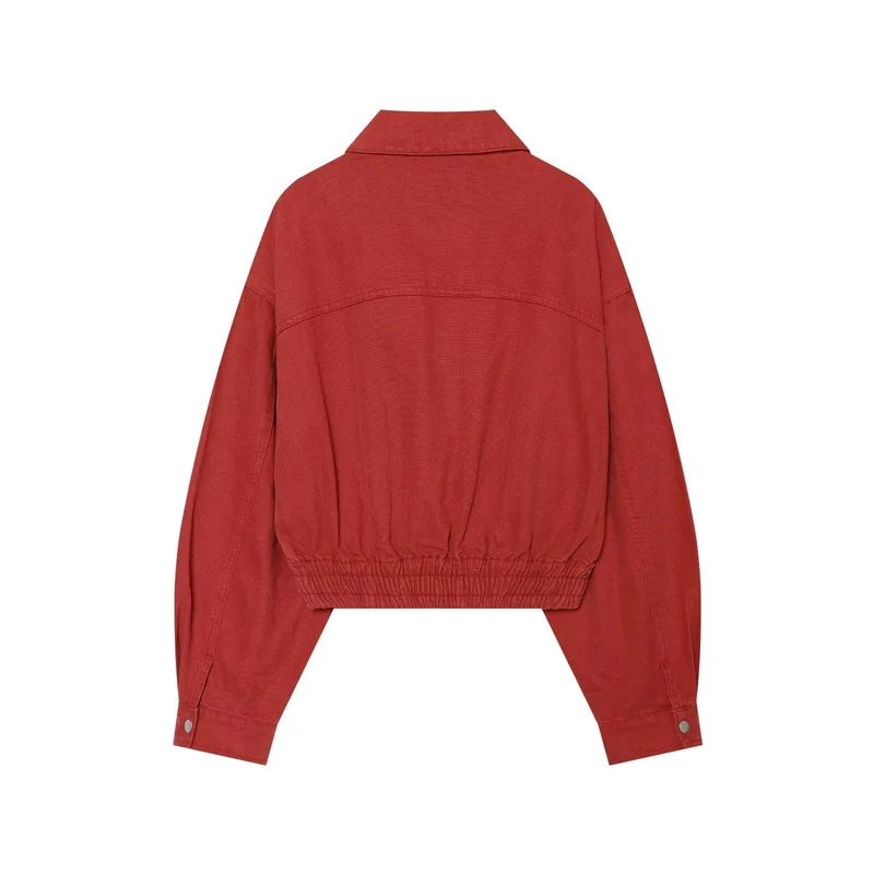 Damen Cropped Boxy‑Bomberjacke mit Hemdkragen, Reißverschluss und elastischem Saum Drune