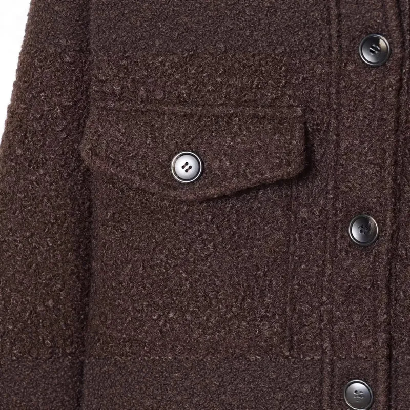 Damen Cropped Bouclé-Jacke mit weichem Kunstfellkragen und Pattentaschen Drune