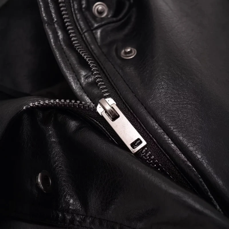 Damen Cropped-Blouson im Bomberstil aus veganer Glattlederoptik mit hohem Stehkragen Drune