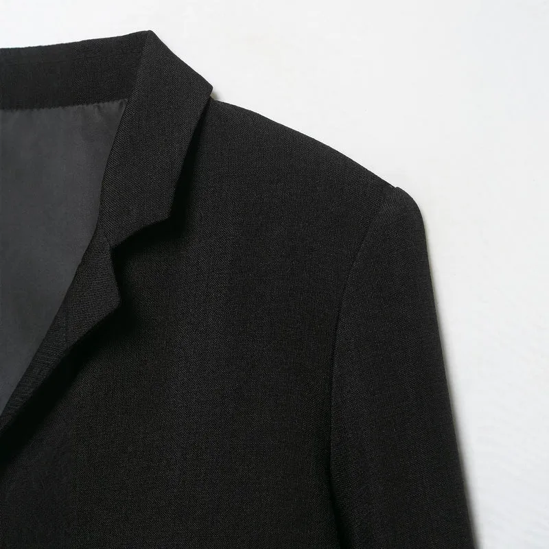 Damen Cropped-Blazer mit asymmetrisch geschnittenem Vorderteil und klassischem Revers Drune