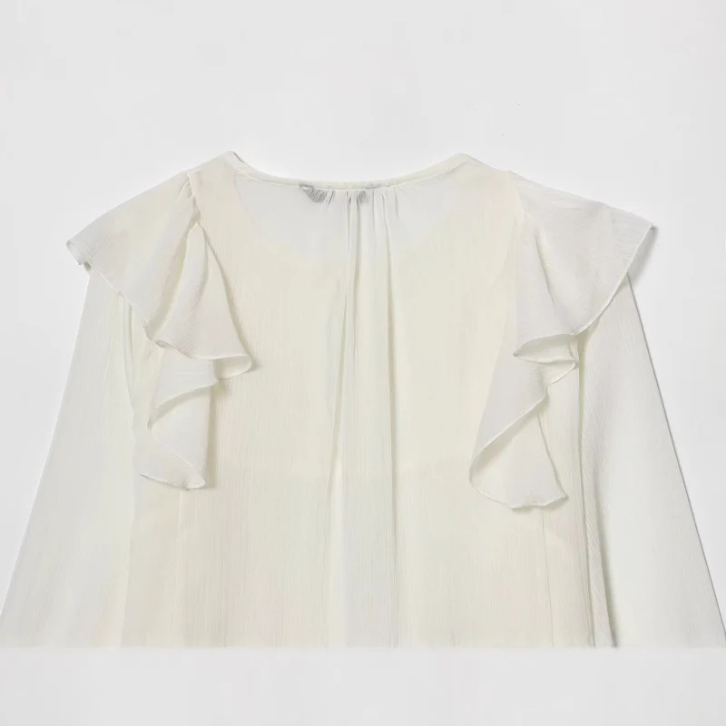 Damen Chiffonbluse mit Rüschen-Detail und plissierter Brustpartie Drune