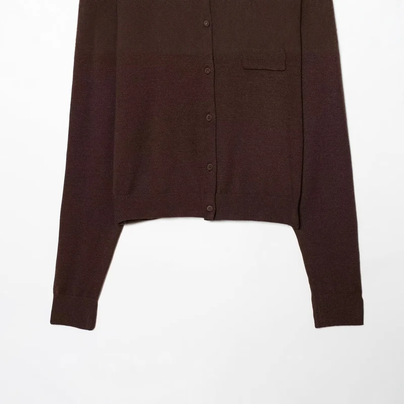 Damen Cardigan mit kontrastfarbener Knopfleiste und zweifarbigen Ärmeln Drune