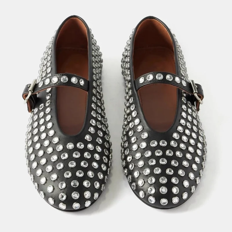 Damen Modische Ballerinas mit Strassverzierungen und komfortablem Fußbett Drune