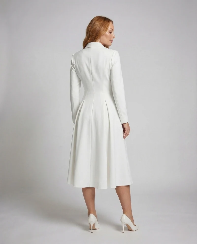 Damen Blazer Kleid Tailliert im Mantelstil mit A Linien Rock