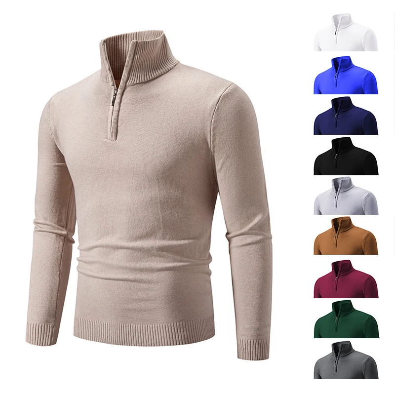 Herren modischer Rollkragenpullover mit Zipper und feiner Strickstruktur Drune