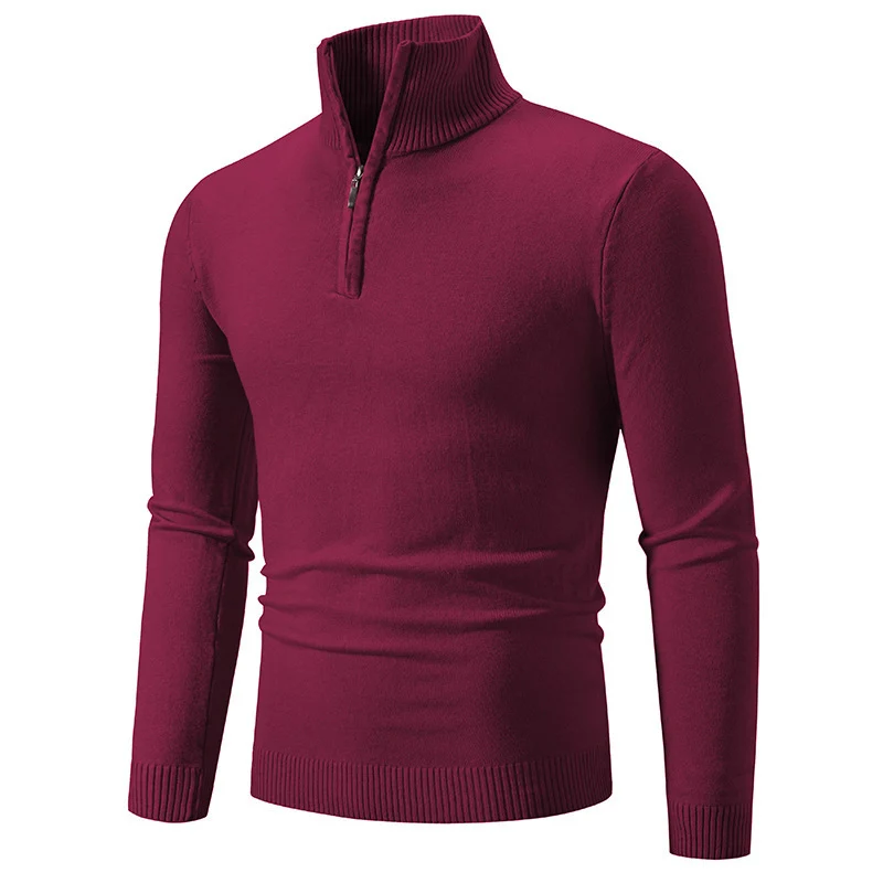 Herren modischer Rollkragenpullover mit Zipper und feiner Strickstruktur Drune