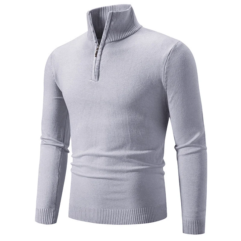 Herren modischer Rollkragenpullover mit Zipper und feiner Strickstruktur Drune