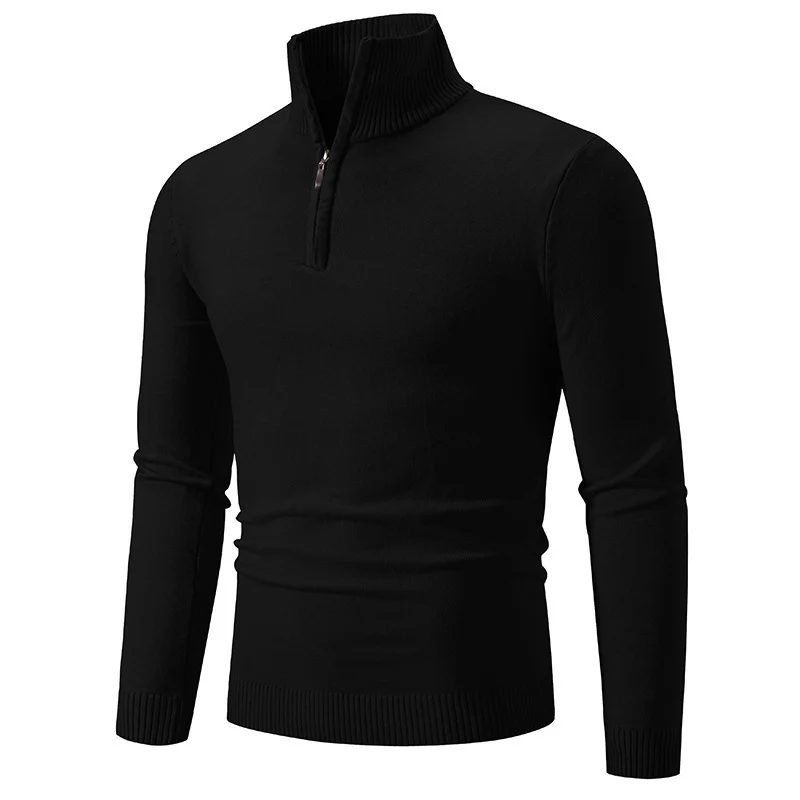 Herren modischer Rollkragenpullover mit Zipper und feiner Strickstruktur Drune