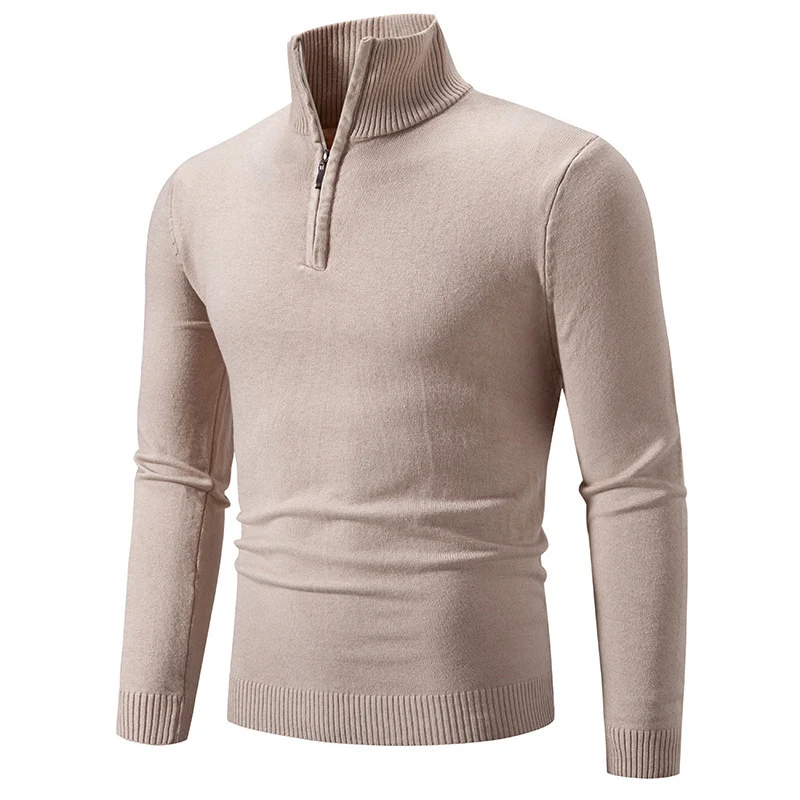 Herren modischer Rollkragenpullover mit Zipper und feiner Strickstruktur Drune
