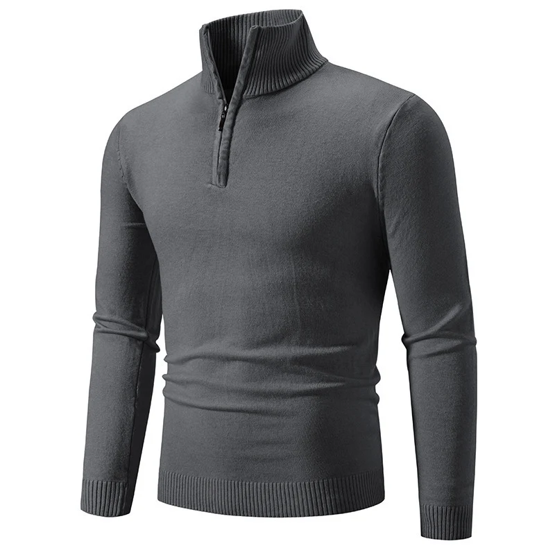 Herren modischer Rollkragenpullover mit Zipper und feiner Strickstruktur Drune