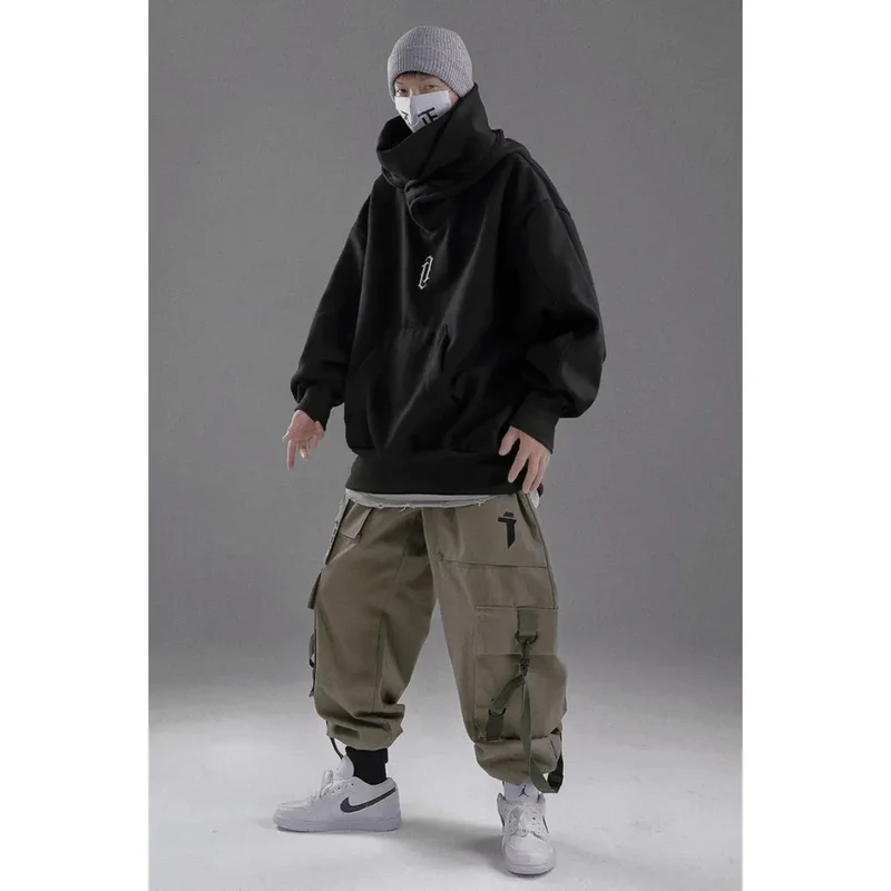 Drune | Ninja-Hoodie mit Doppeltem Ausschnitt