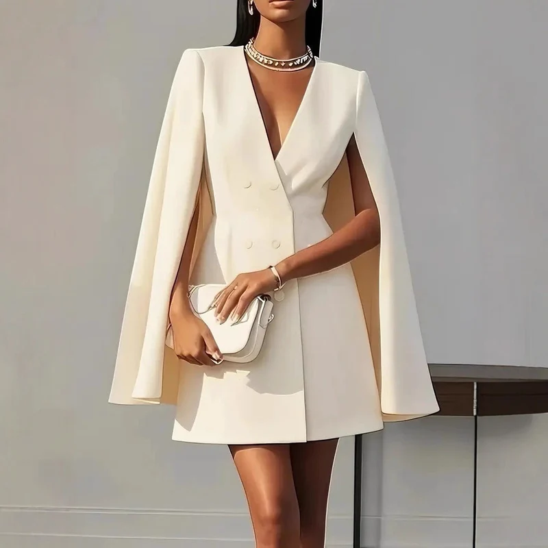 Damen Cape-Blazer Kleid Drune